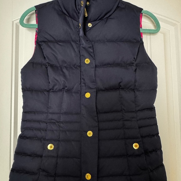 Lilly Pulitzer Navy Puffer Vest with Gold Accents - Picture 1 of 7